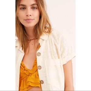 We the Free  - Free People Away at Sea Striped Button Up Top Blouse Small S